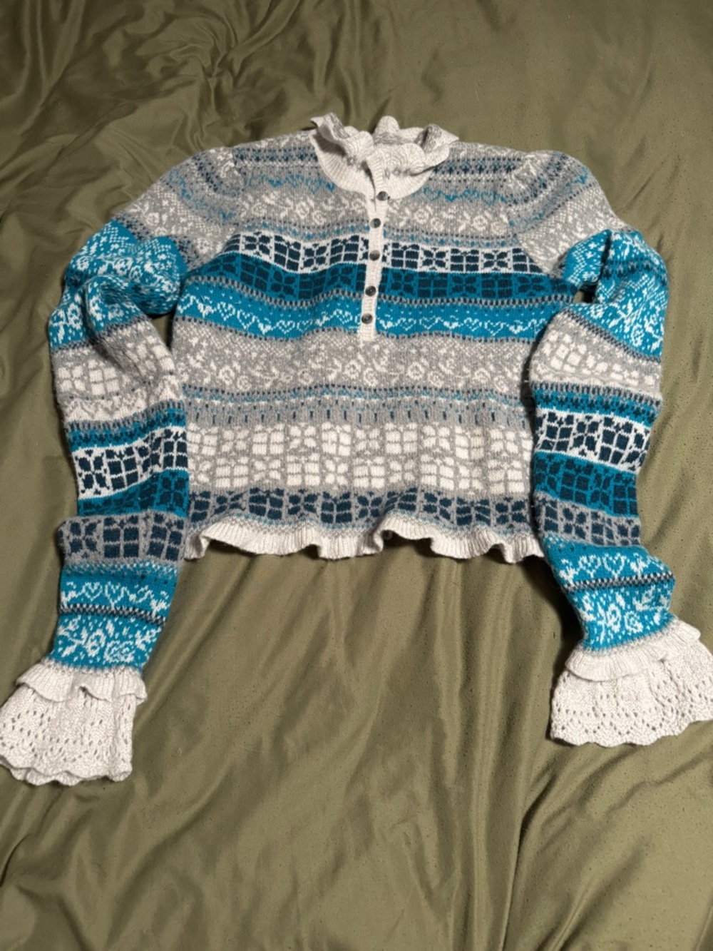 Free People Gift Wrapped Henley Top M in blue